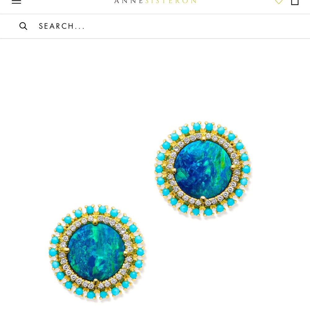 🔥 Anne Sisteron 🔥 Gorgeous Opal, Diamond and Turquoise Earrings
